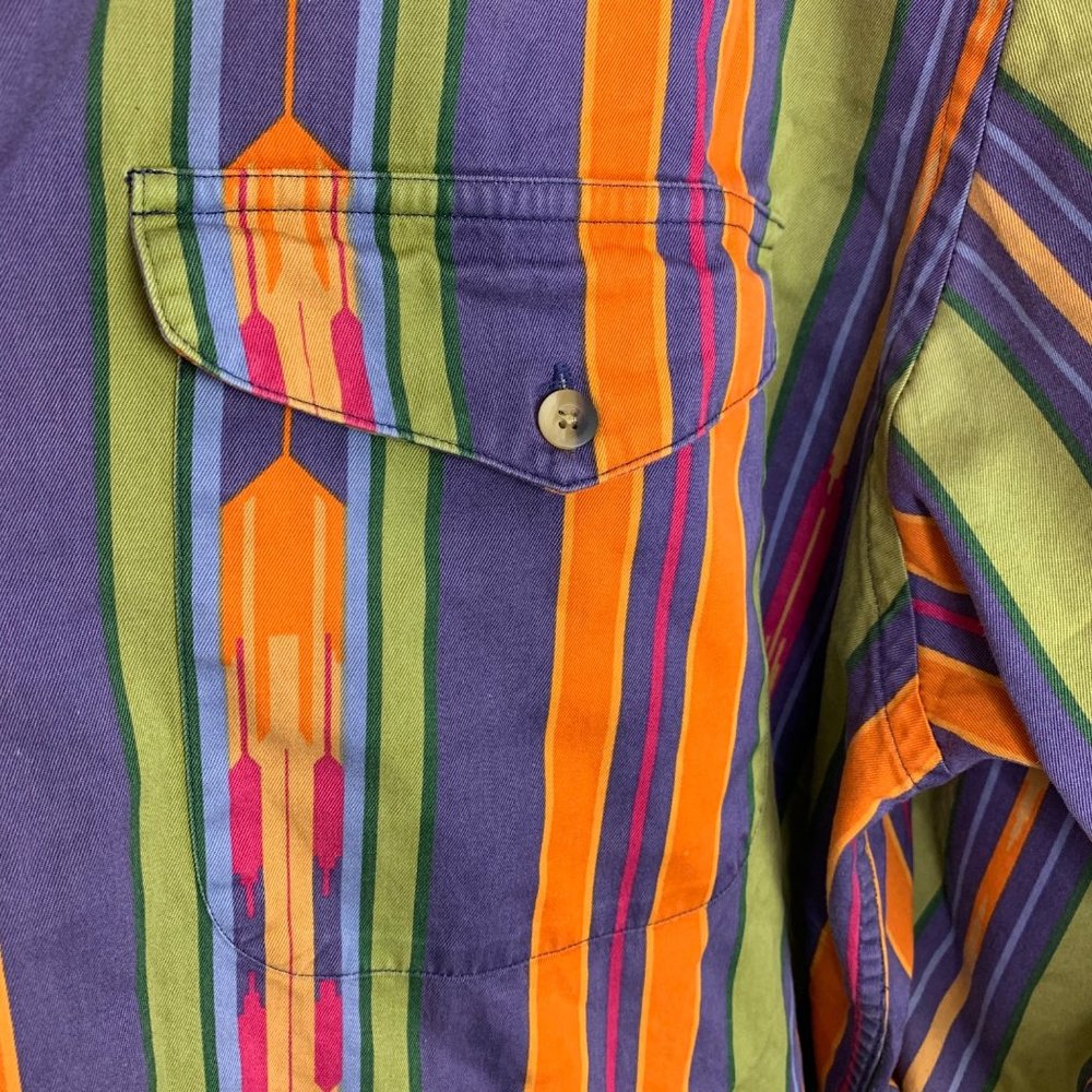 Nautica Vintage Multicolor Button Up Shirt Size XL Stripes Southwestern - Picture 7 of 8